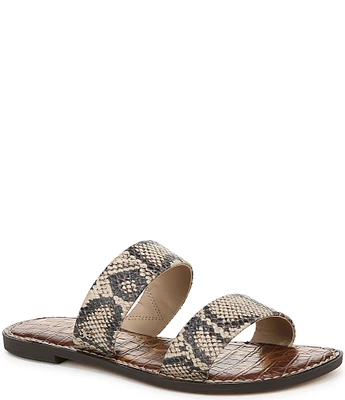 Sam Edelman Gala Snake Print Leather Double Banded Slide Sandals