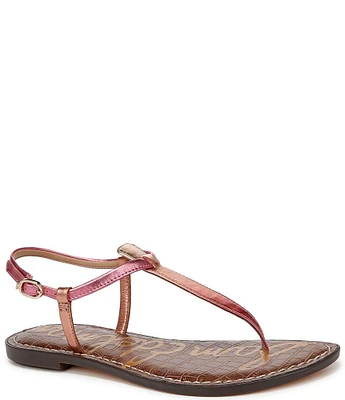 Sam Edelman Gigi Metallic Ombre Leather T-Strap Flat Sandals