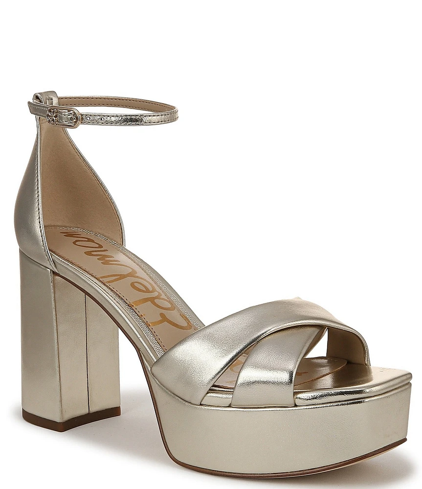 Sam Edelman Jullian Metallic Leather Ankle Strap Platform Dress Sandals