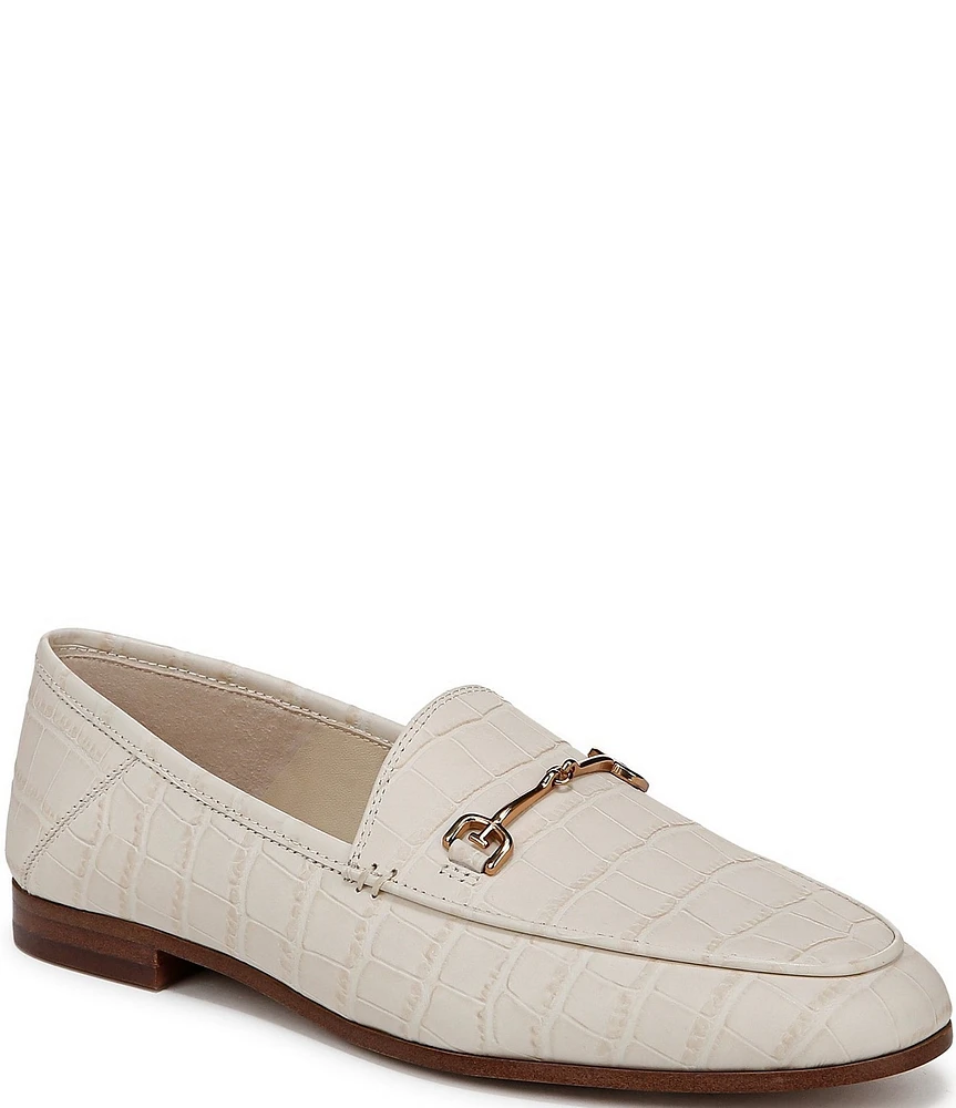 Sam Edelman Loraine Crocodile Embossed Leather Bit Buckle Loafers