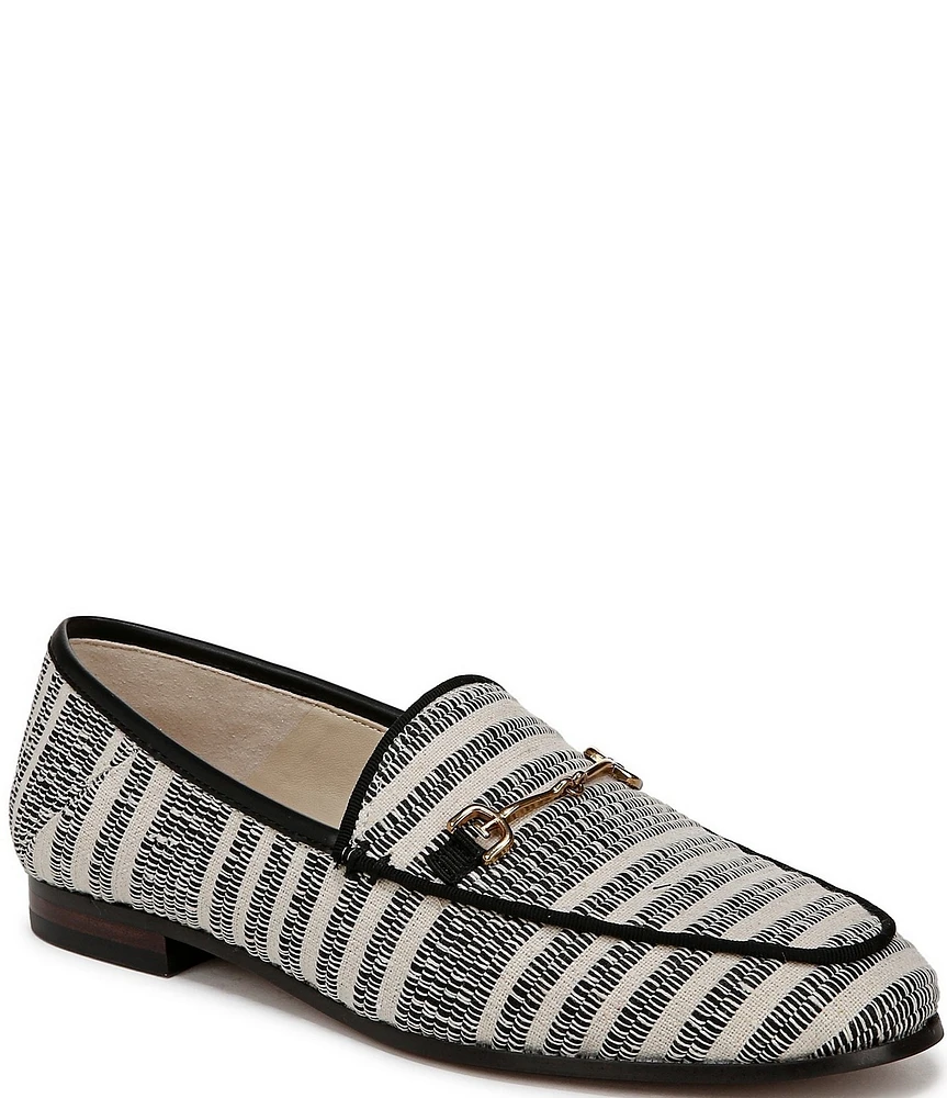 Sam Edelman Loraine Striped Linen Bit Buckle Loafers