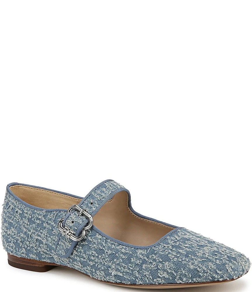 Sam Edelman Michaela Distressed Denim Mary Jane Flats