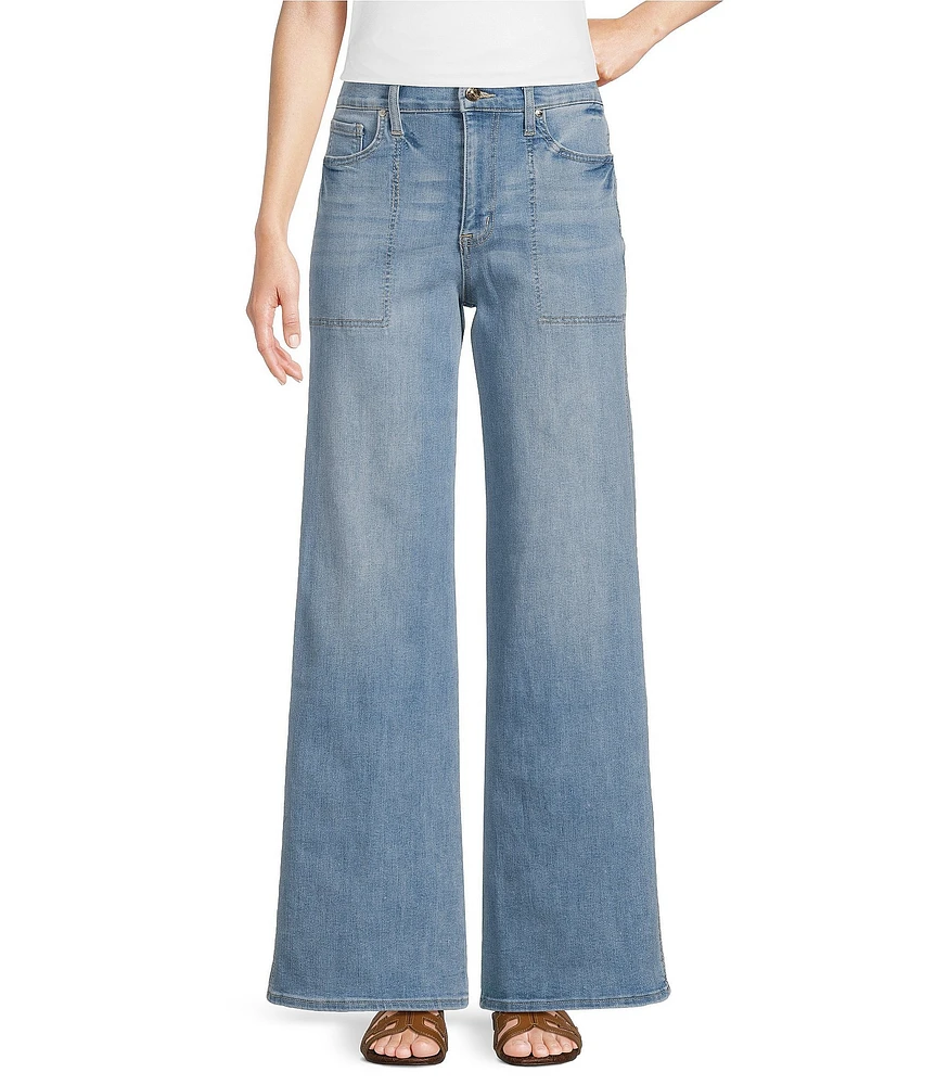 Sam Edelman Twill Denim High Rise Long Wide Leg Jeans