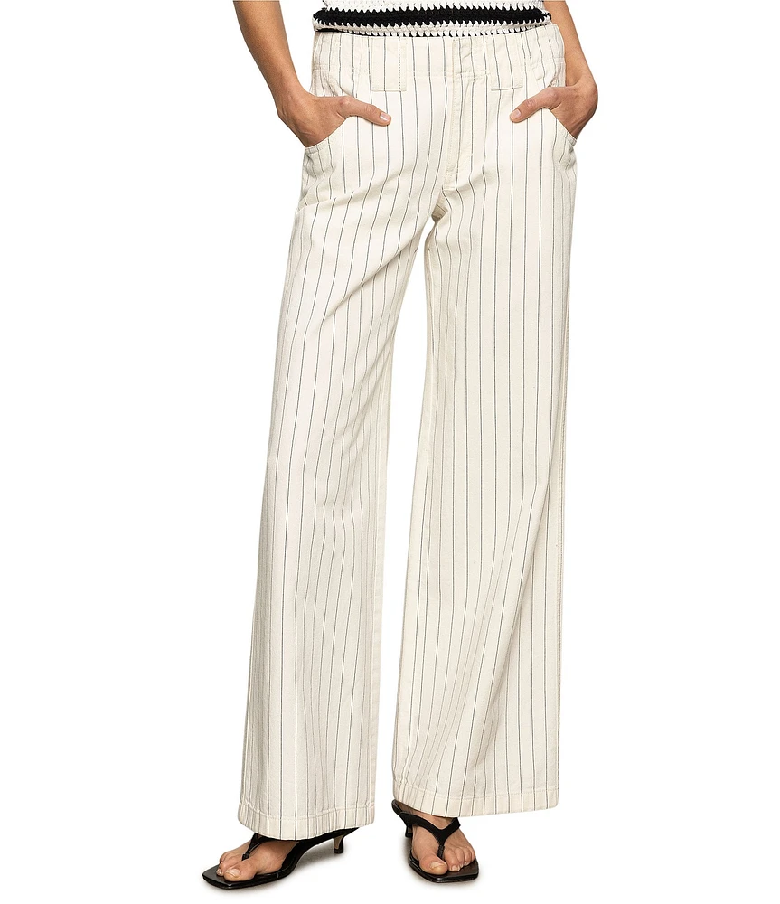 Sanctuary Arden Pinstripe Cotton Twill Wide Leg Pants