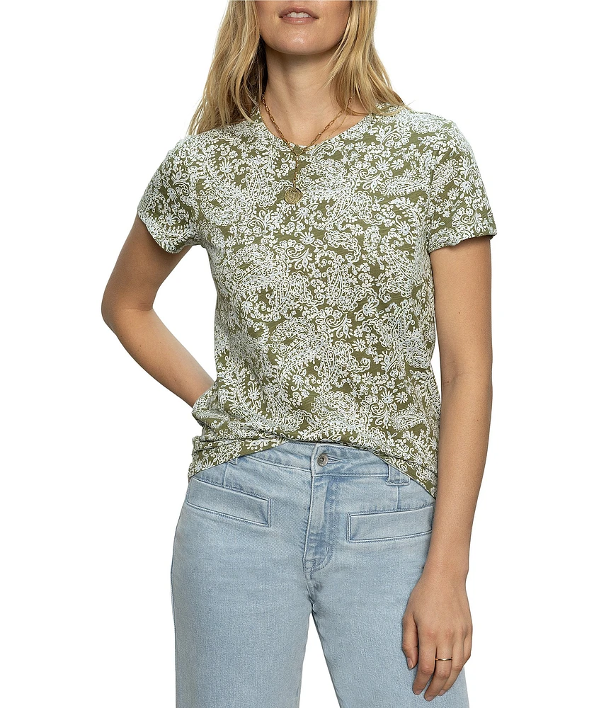 Sanctuary The Perfect Tee Crew Neck Paisley Print Short Sleeve Top