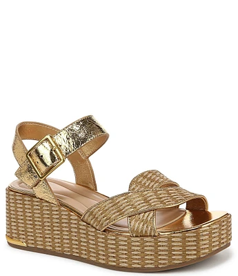Sarto By Franco Sarto Tilly 3 Metallic Woven Leather Platform Sandals