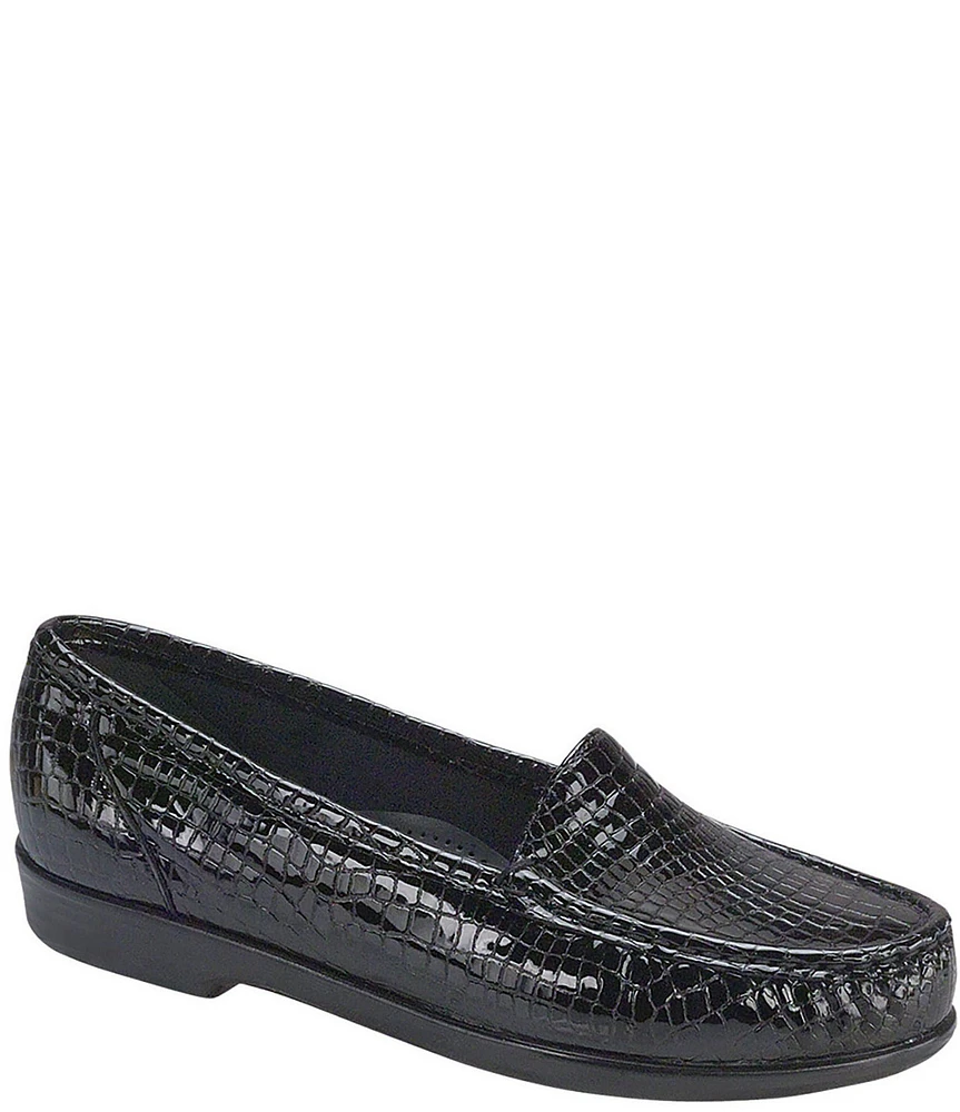 SAS Simplify Crocodile Embossed Leather Moccasin Loafers