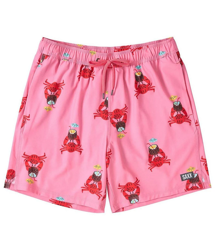 SAXX Crab Cocktail Oh Buoy 2N1 Slim Fit 7#double; Inseam Swim Shorts