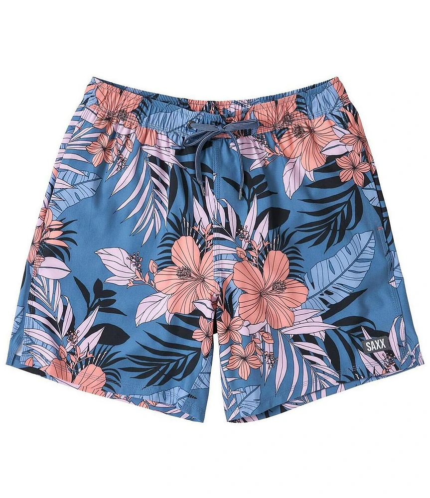 SAXX Hibiscus Jungle Oh Buoy 2N1 Slim Fit 7#double; Inseam Swim Shorts