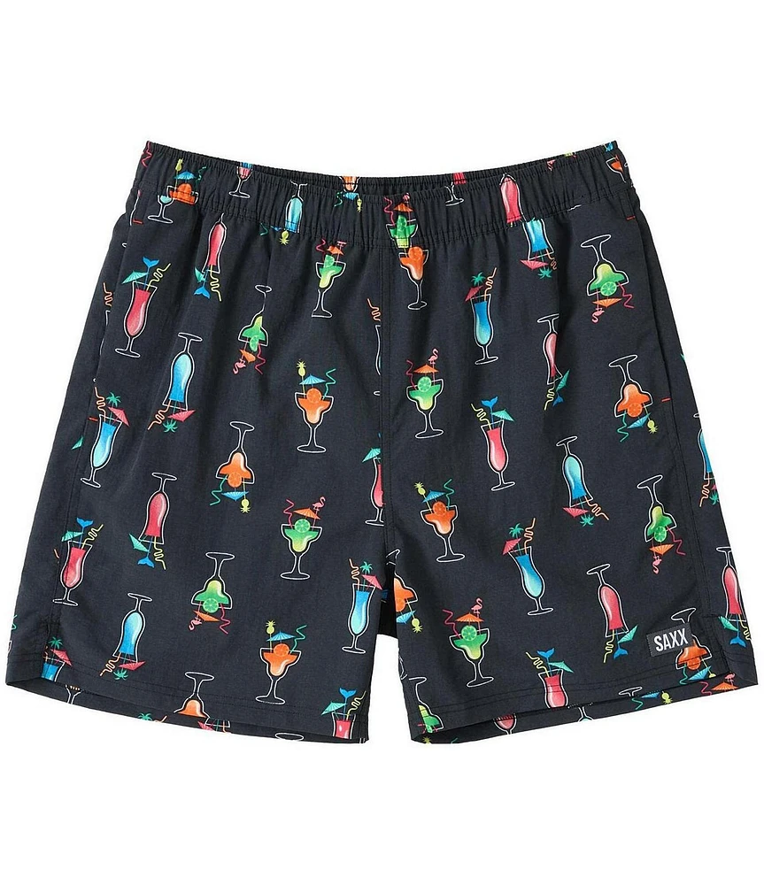 SAXX Swizzles & Straws Go Coastal 2N1 5#double; Volley Swim Shorts