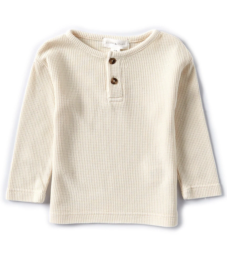Scene&Heard Baby Boys Long Sleeve Waffle Knit Henley T-Shirt