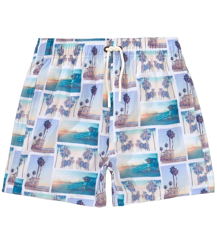 Scene&Heard Big Boys Postcard Print Swim Trunks