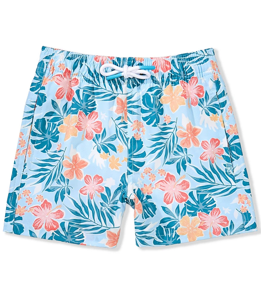 Scene&Heard Little Boys Hibiscus Print Swim Trunks