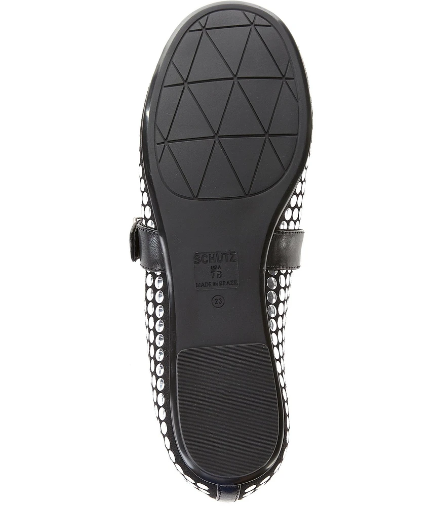 Schutz Eiza Studded Suede Mary Jane Ballet Flats