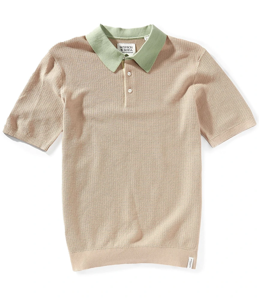 Scotch & Soda Structured Short Sleeve Knit Polo Shirt