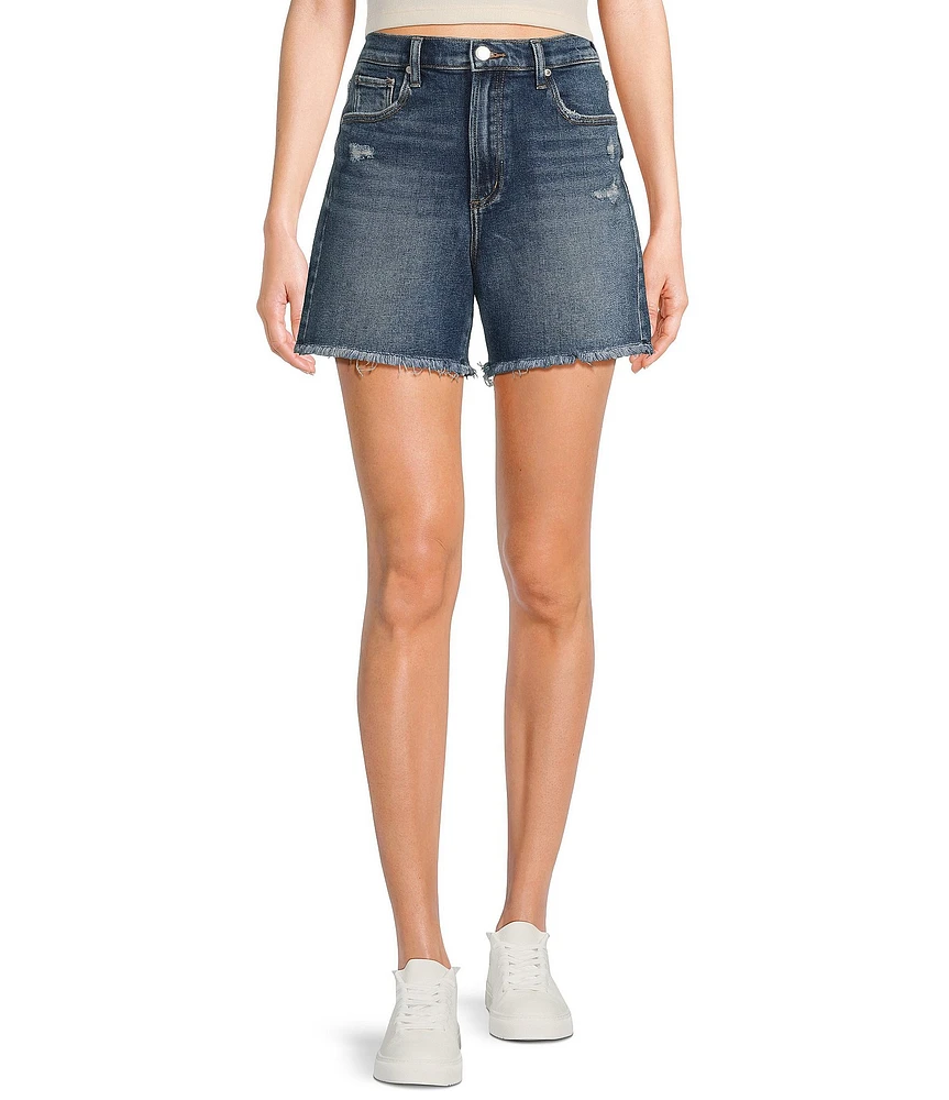 Silver Jeans Co. Desirable High Rise Frayed Hem Slim Fit Long Shorts