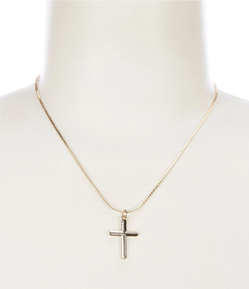 Simplicity Textured Cross Short Pendant Necklace