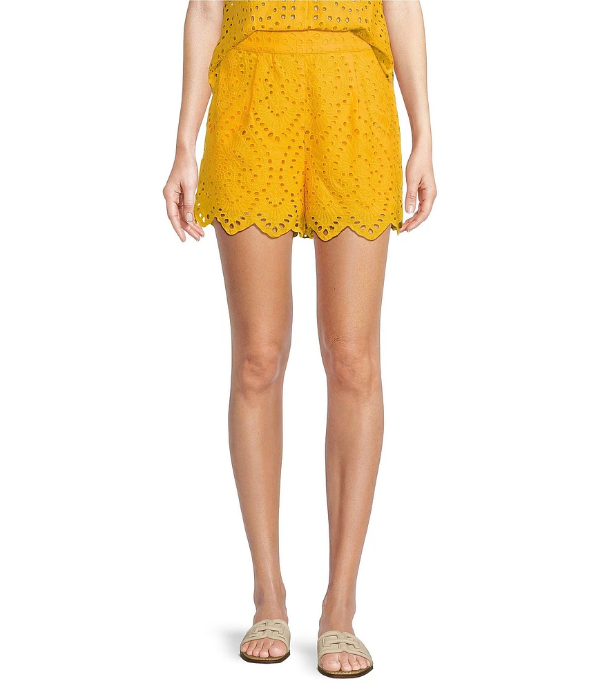 Skies Are Blue Coordinating Eyelet Scallop Hem Shorts