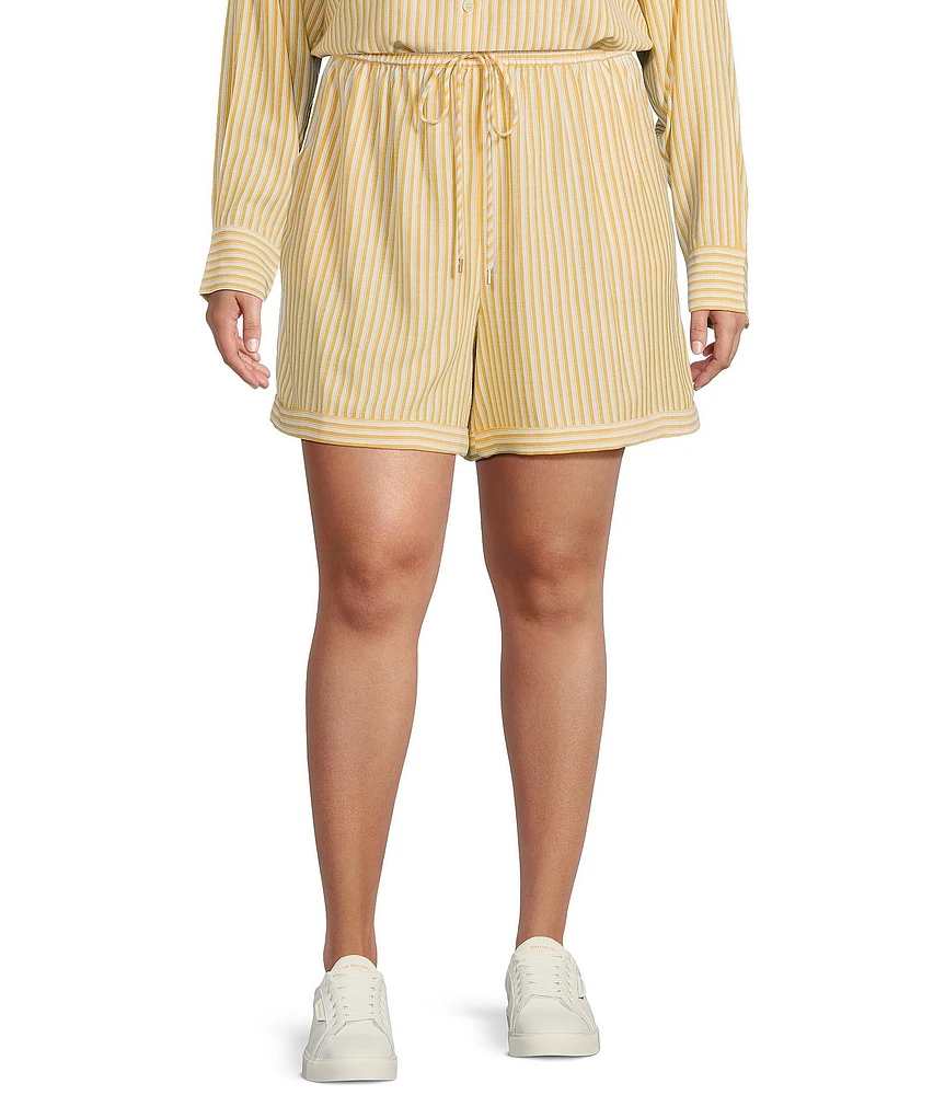 Skies Are Blue Plus High Rise Striped Coordinating Shorts