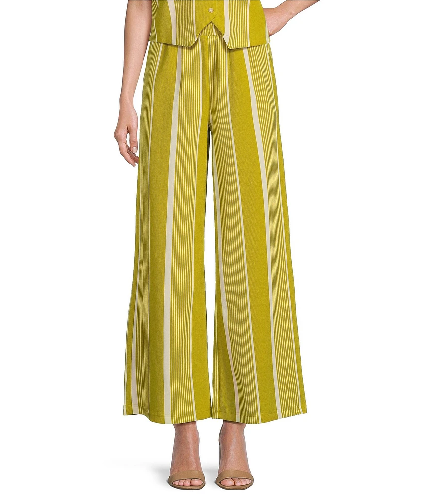Skies Are Blue Coordinating Stripe Print High Waisted Wide Leg Pants