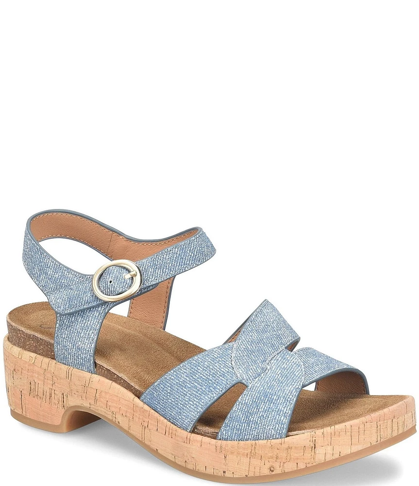 Sofft Capri Suede Cork Wedge Sandals