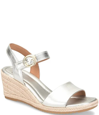 Sofft Inez Leather Espadrille Wedges