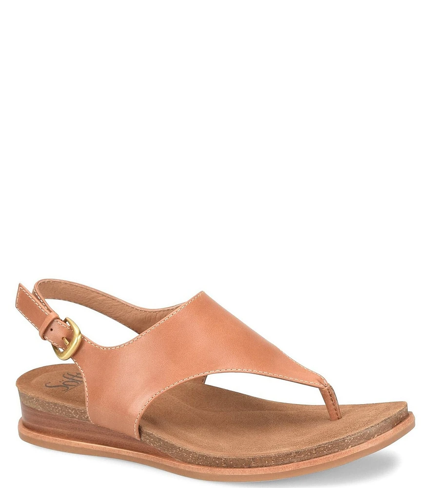 Sofft Penelope Leather Thong Wedge Sandals