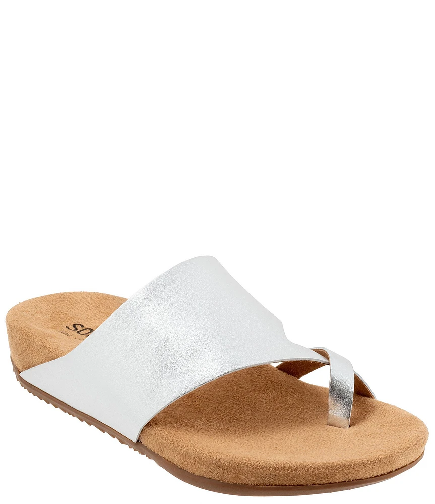 SoftWalk Blaine Metallic Leather Toe Loop Sandals