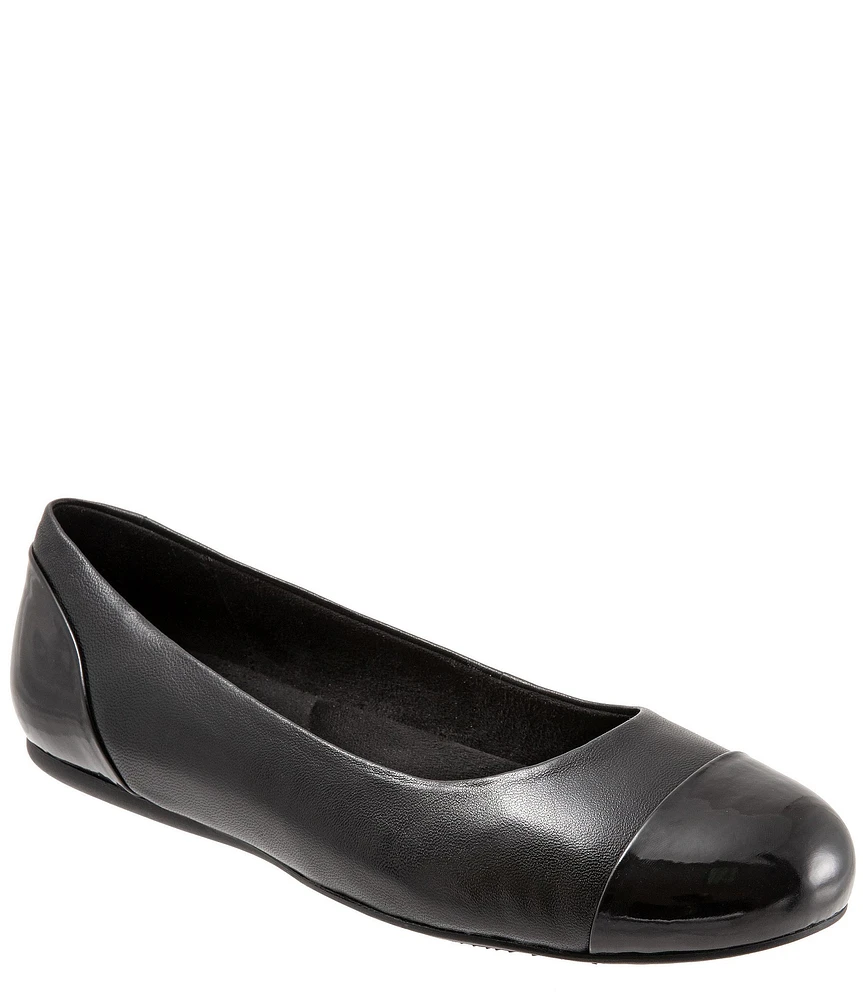 SoftWalk Sonoma Leather and Patent Cap Toe Ballerina Slip-On Flats