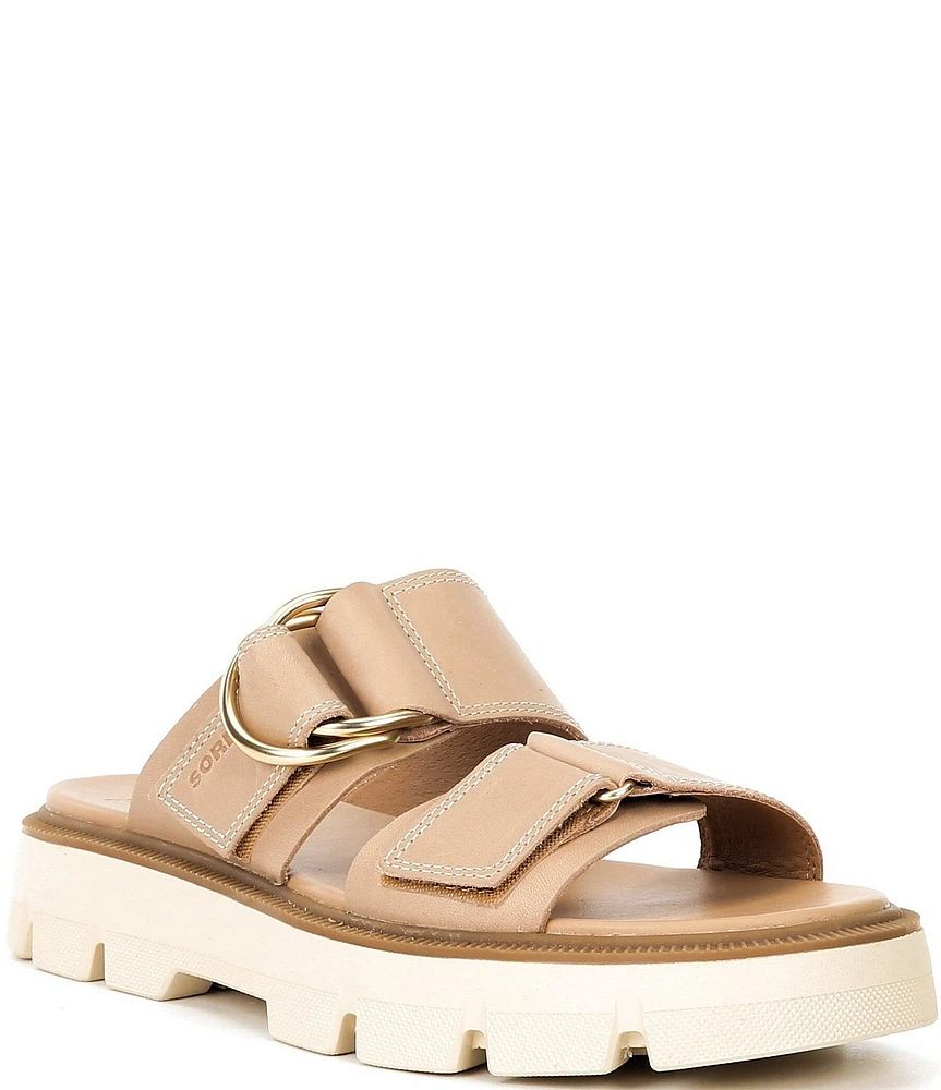 Sorel Rein CB Leather D-Ring Hardware Banded Slide Sandals
