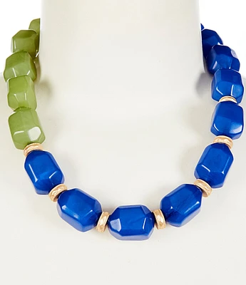 Southern Living Blue & Green Organic Beaded Statement Collar Necklace