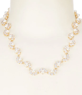 Southern Living x Borrowed & Blue Curved Cubic Zirconia Stones and Pearls Necklace