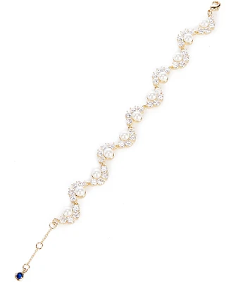 Southern Living x Borrowed & Blue Curved Cubic Zirconia Stones and Pearls Line Bracelet