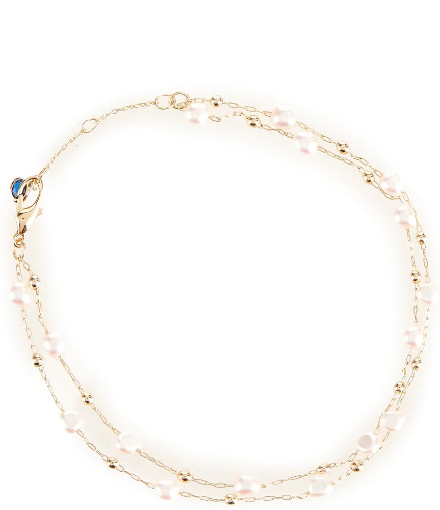 Southern Living x Borrowed & Blue Delicate Pearl and Ball Line Bracelet