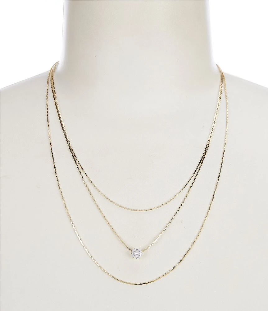 Southern Living x Borrowed & Blue Delicate Short Multi-Strand Necklace with Cubic Zirconia Stone