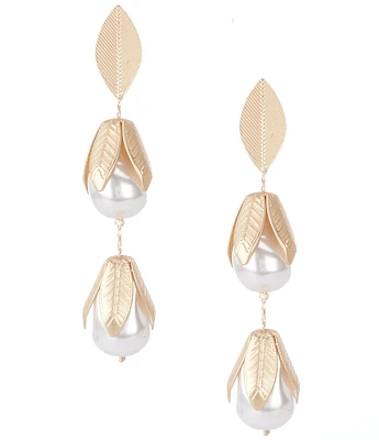 Southern Living x Borrowed & Blue Petal and Pearl Statement Linear Earrings