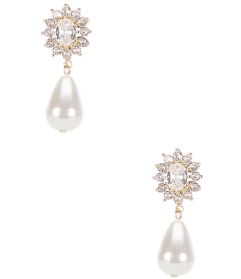 Southern Living x Borrowed & Blue Cubic Zirconia Stone with Pearl Drop Earrings