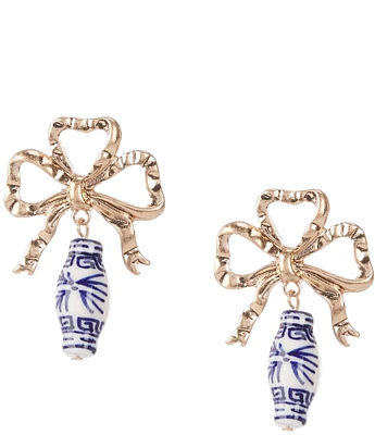 Southern Living Chinoiserie Bead Bow Drop Earrings