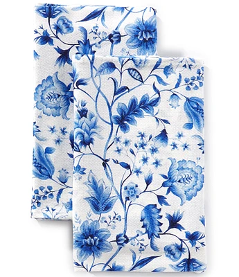 Southern Living Elsa Blue Floral Kitchen Towels, Set of 2