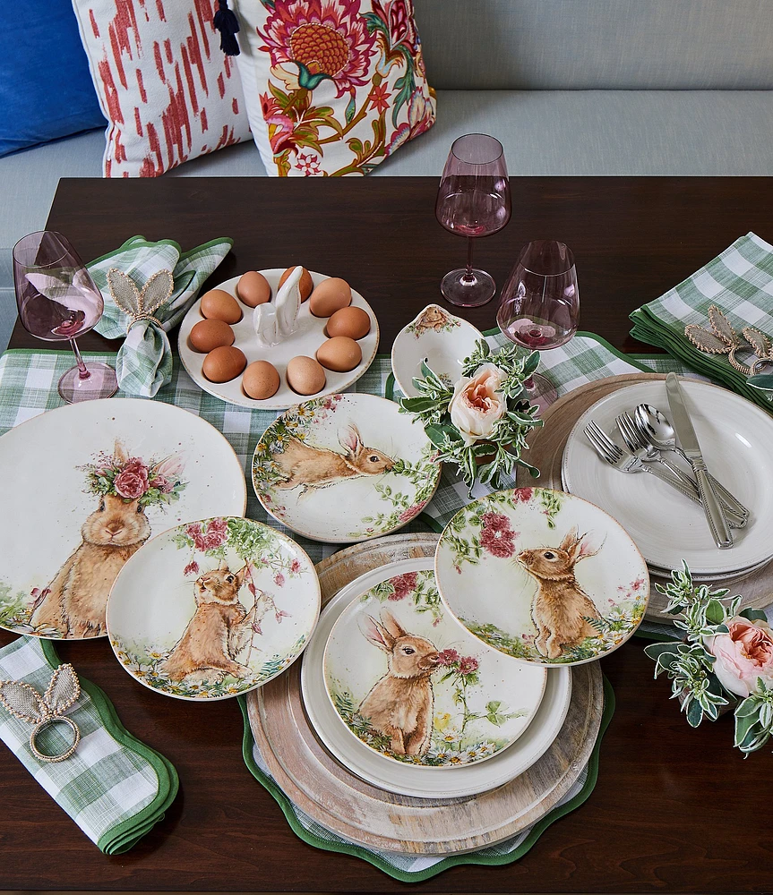 Southern Living Green Plaid Scalloped Placemats, Set of 2