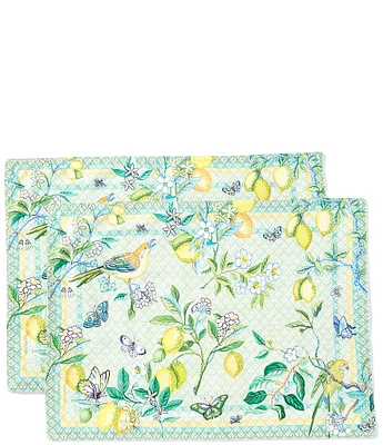 Southern Living Lemon Print Reversible Placemats, Set of 2