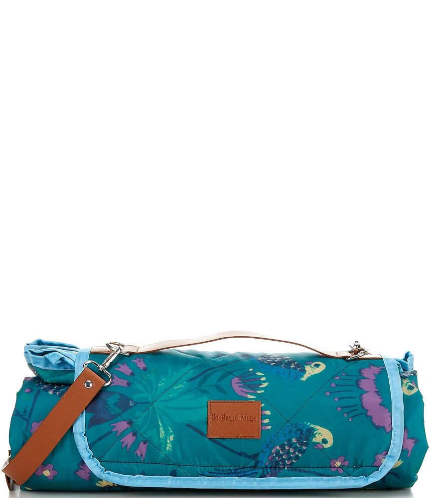 Southern Living Summer Shop Collection Tropical Print Reversible Picnic Blanket with Carrier