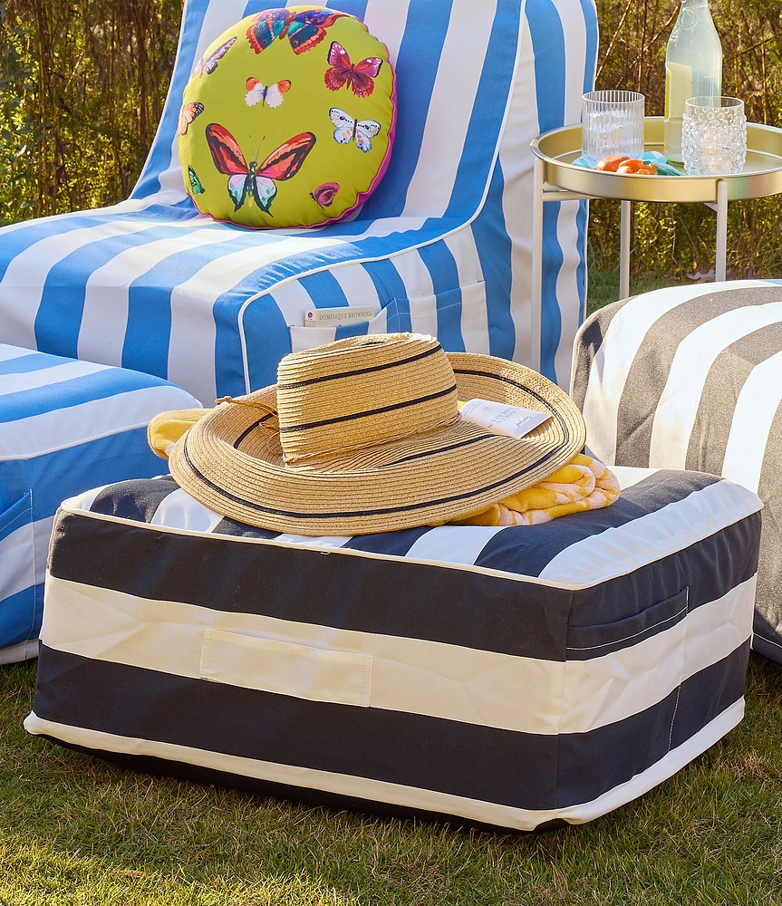 Southern Living Summer Shop Collection Cabana Striped Slipcovered Inflatable Square Ottoman