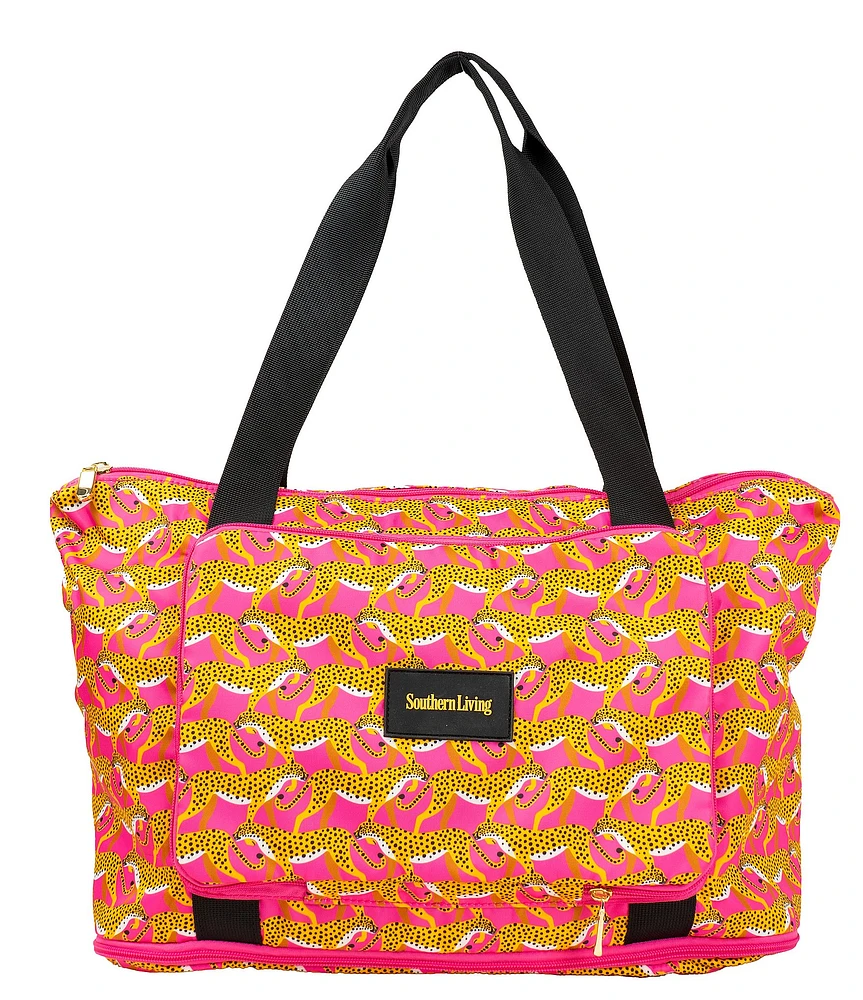 Southern Living Packable Expandable Cheetah Tote Bag