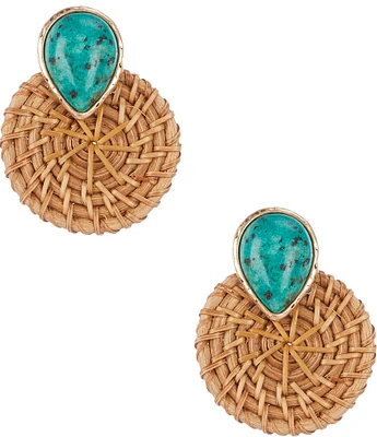Southern Living Rattan Circle Semi Precious Stone Resort Drop Earrings