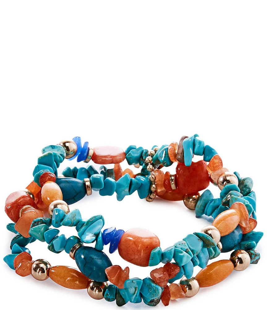 Southern Living Semi Precious Beaded Stretch Bracelet Set