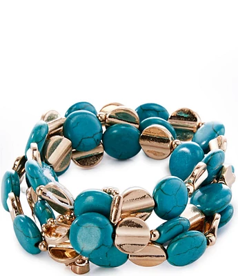 Southern Living Semi Precious Stone Disc Stretch Bracelet Set