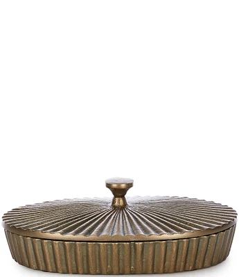 Southern Living Simplicity Collection Antique Finish Fluted Trinket Dish with Lid