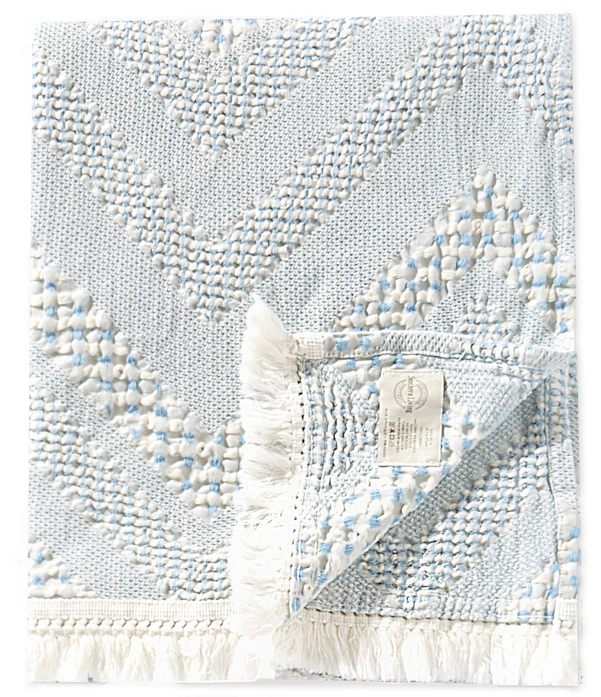 Southern Living Simplicity Collection Jane Chevron Cotton Jaquard Fringe Trim Throw Blanket