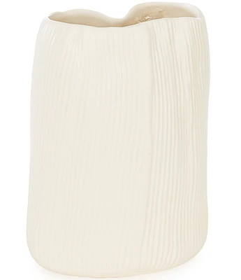 Southern Living Simplicity Collection Matte Cream Concave Organic Shape Fluted Vase